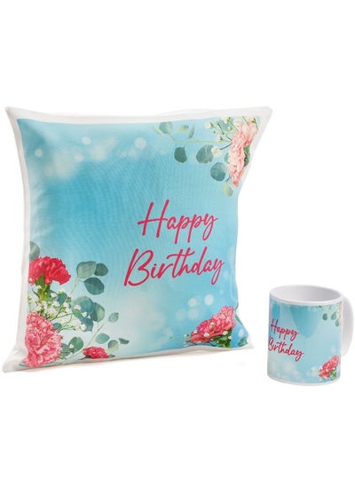 Buy Birthday Wishes Flower Cushion N Mug in UAE