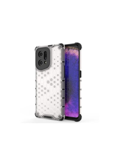 Buy Compatible with Oppo find X5 pro Shockproof Honeycomb PC + TPU Protective Phone Back Cover for Oppo Find X5 Pro - Transparent…… in Egypt