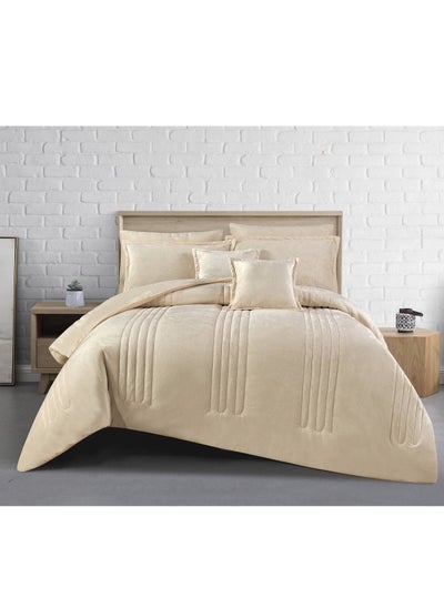 Buy 8-Piece Comforter Set Velvet King Size 240x260 in Saudi Arabia