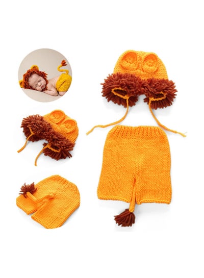 Buy Newborn Baby Photography Outfits Props Clothes Hand made Photoshoot Lion Crochet Costume Set for Boys Girls Toddler Infant in UAE