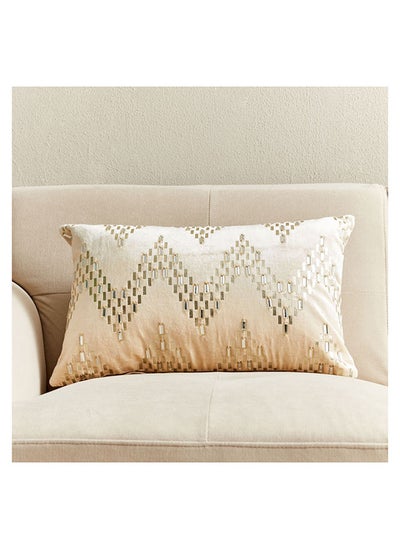 Buy Petra Beaded Wave Velvet Cushion Cover 50 x 30 cm in Saudi Arabia