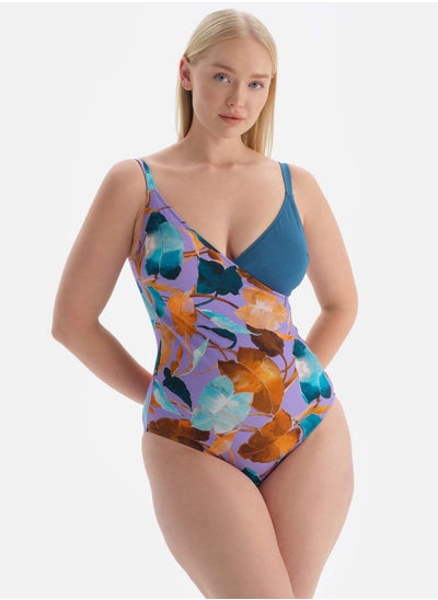 Buy Surplice Neck Printed Swimsuit in UAE