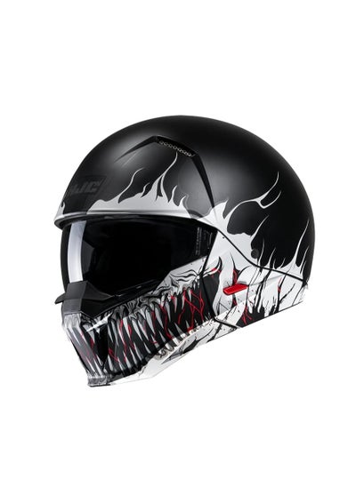 اشتري HJC i20 Scraw MC5SF Open Face Helmet-Black White في الامارات