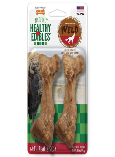 اشتري Nylabone Healthy Edibles WILD Natural Long-Lasting Bison Flavor Bone Chew Treats for Dogs, Medium (2 Count) في الامارات