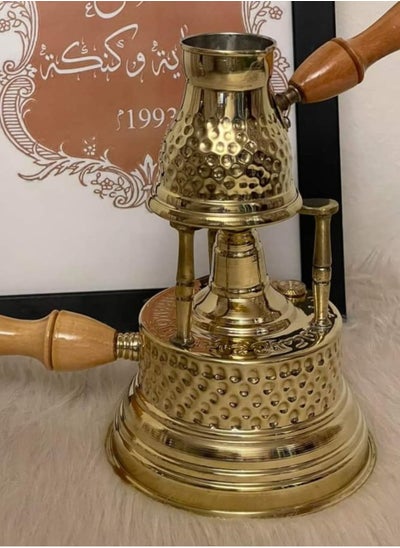 Buy Turkish Coffee set,2 Pieces Of Pure Copper Stove, Coffee Pot Embossed Round Tra,BIG SIZE in Saudi Arabia