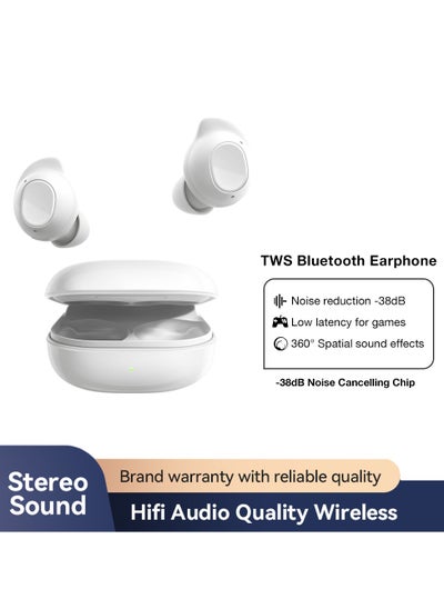 Buy Bluetooth Headphones, Wireless Earbuds, Wing-Tip Design, Comfort and Secure in Ear Fit, Touch Control, Hifi Stereo Earbuds - White in Saudi Arabia