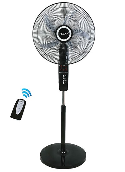 Buy 18 Inch Stand Fan With Remote Control And Timer | Pedestal Floor Cooling Fan For Home And Outdoor Use | 5 Leaf 3 Speed Powerful Electric Tower Fan in Saudi Arabia