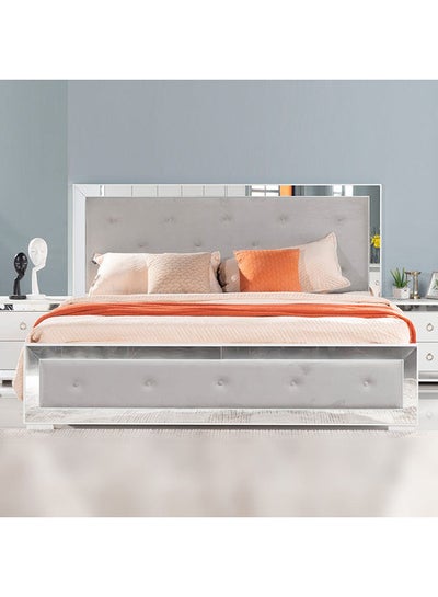 Buy Ezekiel King Size Bed With Storage Modern Design Double Bedroom Furniture White 180x200cm in UAE