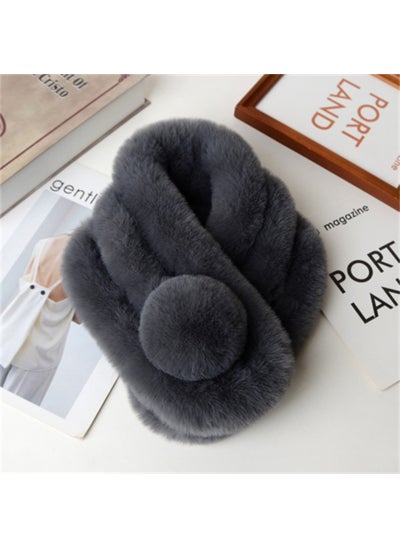 اشتري Faux Rabbit Fur Scarf Warm Collar SnoodDark gray Dark gray في الامارات