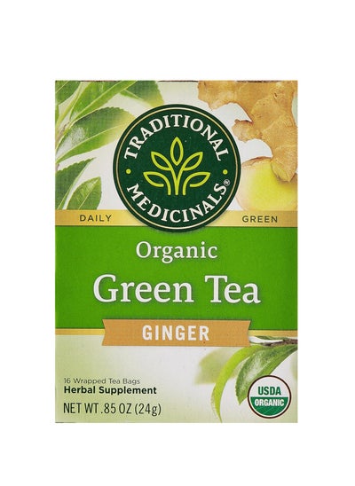 Buy Traditional Medicinals Organic Green Tea Ginger 16 Wrapped Tea bags 24g in UAE