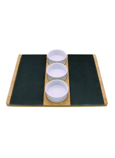 اشتري Cuisine Art Bamboo with Slate Serving Plate & 3 Bowls في الامارات