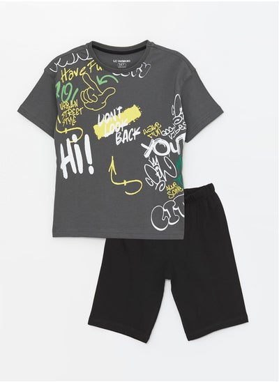 Buy Crew Neck Printed Short Sleeve Boy's Short Pajamas Set in Egypt