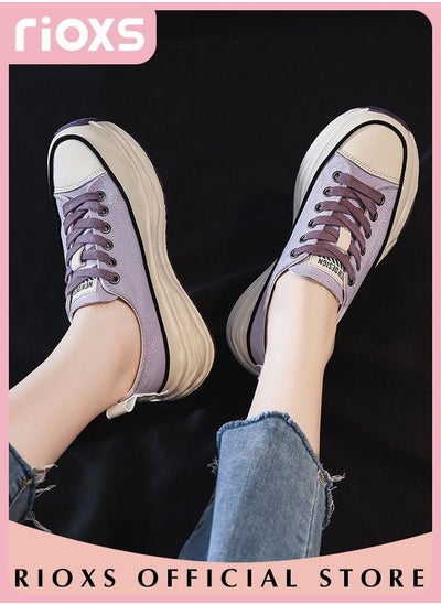 Buy Womens Fashion Casual Canvas Shoes Soft Sole Low Top Sneakers Classic Lace Up Lightweight Shoes Fashion Breathable Sneakers in Saudi Arabia