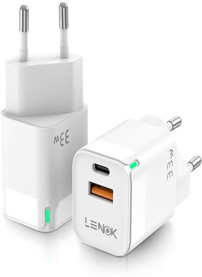 Buy LENOK 33W USB C Wall Charger GaN PD/QC PPS Super Fast Charging Power Adapter for iPhone 14/13/12, Samsung S22/S21/S20, Pixel 7/6, iPad Pro/Air (white) in Egypt