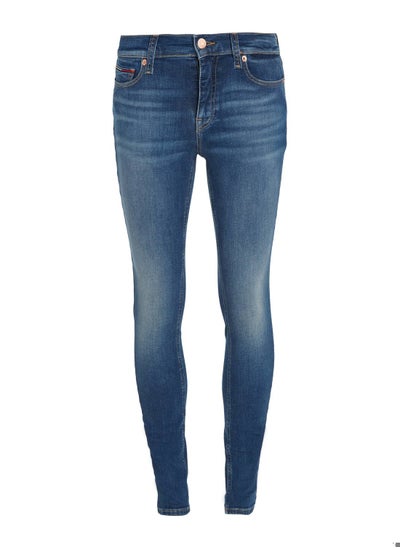 Buy Women's Nora Mid Rise Skinny Fit Faded Jeans, Blue in Saudi Arabia