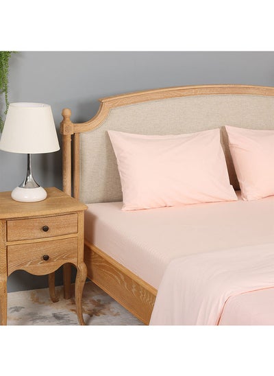 Buy Essential Set of 2 Fitted Sheets, Blush - 150x200+30 cm, 200 TC in UAE