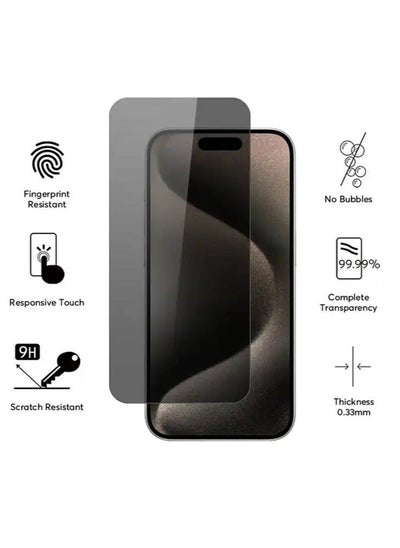 Buy Apple iPhone 15 Pro Max Anti-Spy Privacy Glass Screen Protector 5D+ 9H Tempered Glass for 15promax Black in UAE