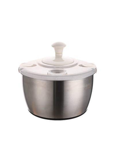 Buy Fruits Vegetable Salad Dehydrator Dryer and Washer : Salad Spinner, Oil Shaker, Anti-Shake, Easy Drain, Compact Storage (stainless_steel) in UAE