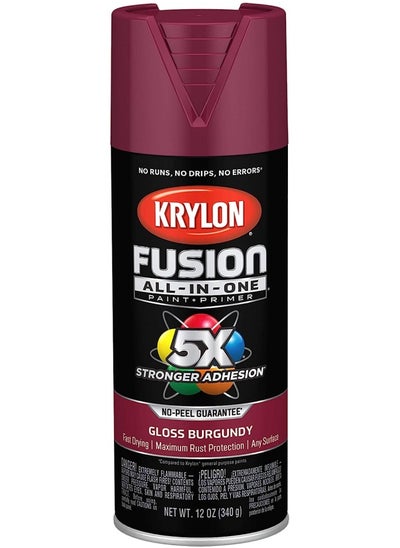 Buy Krylon Fusion All-In-One Adhesive Spray Paint For Indoor/Outdoor Use, 12 Oz, Burgundy in UAE