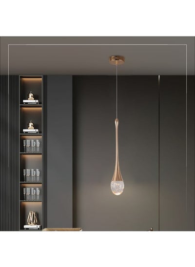 Buy Drop-Shaped Crystal Pendant Light 6579 Nordic Style Long Line Chandelier LED Ceiling Lamp Modern Lighting Fixture in Saudi Arabia