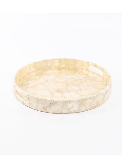 اشتري Skies Decorative Tray, Ivory & Gold - 35 cm في الامارات