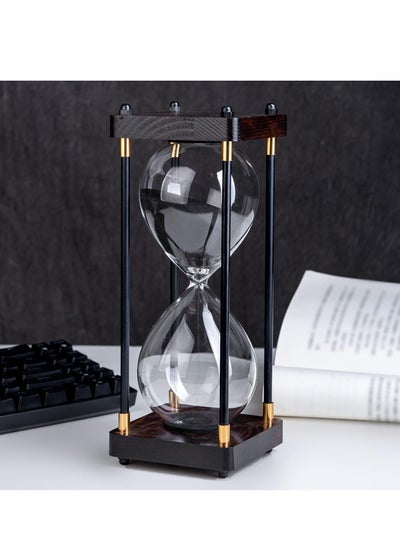 اشتري Hourglass Timer, 30 Minutes Sand Timer Vintage Wooden Men's Ladies Quiet Clock for Home Office Kitchen Wedding Decor Ornaments Black في السعودية