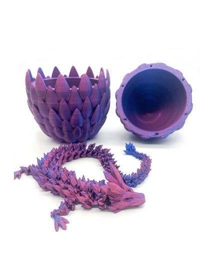 اشتري Dragon Egg - Surprise Egg Toy with Flexible Pearly Sheen Dragon, 3D Printed Gift Toy,Figurine Decor, Gift Egg Toy(12” Dragon, Purple) في السعودية