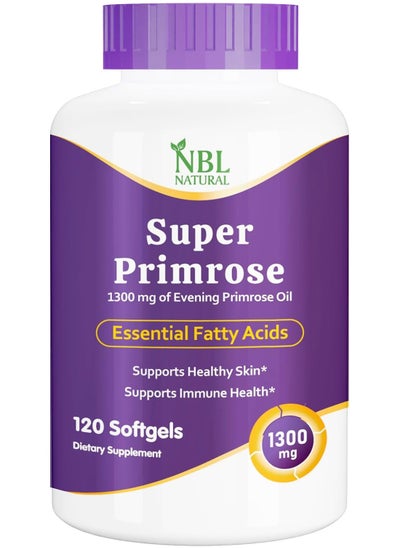 Buy Super Primrose 1300 mg with Naturally Occurring GLA (Gamma-Linolenic Acid), Women’s Health & Skin Health, 120 Softgels in UAE