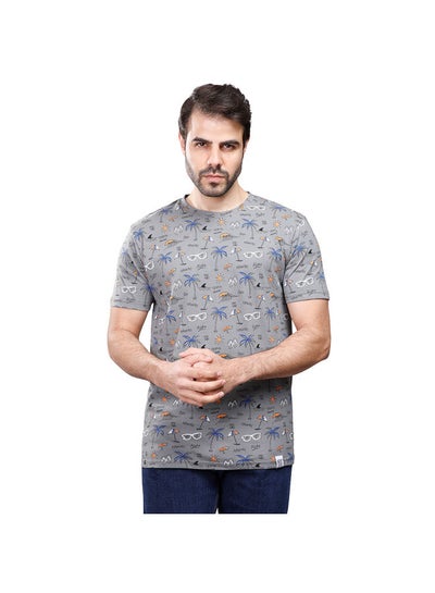 اشتري COUP Regular Printed T-Shirt For Men - Grey - M في مصر