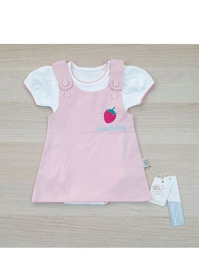 Buy Girls' textured dress with a cotton T-shirt, strawberry model in Egypt