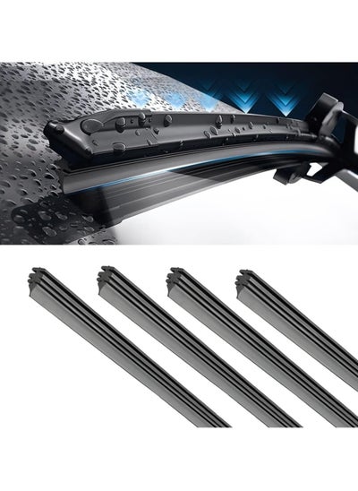 اشتري 4 Pieces 21 Inches Car Wiper Blade Replacement Strip Rubber Frameless Windshield Wiper Strip, DIY Adjustable Boneless Windscreen Blade Refills Auto Accessories for Most Vehicle Buses Trucks في الامارات