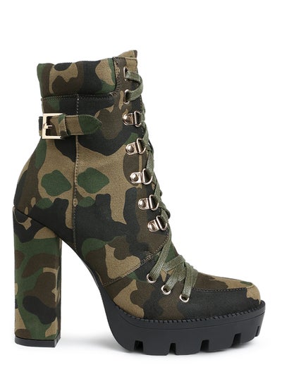 Buy Camouflage Ankle Boots in Khaki in UAE