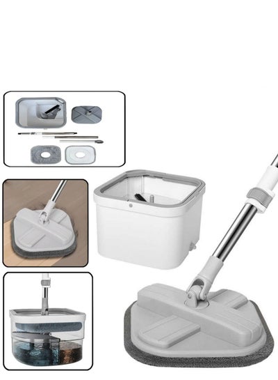 Buy New Model Rectangular iMOP Microfiber Spin Mop and Bucket Internal Water Filtration System Real Free-Hand for Types of Floors Corners Heavy Dirt and Pets Hair Cleaning in Saudi Arabia