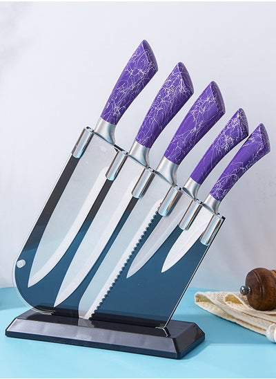 Buy 6 Piece Premium Stainless Steel Hollow Handle Knife Set with Elegant Acrylic Knife Holder – Essential Culinary Tools for Precision Cutting and Stylish Kitchen Display in UAE