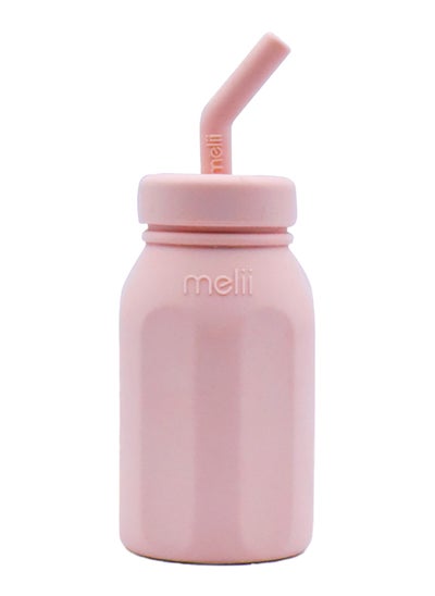 Buy Silicone Water Bottle With Straw 230Ml, Pink in UAE