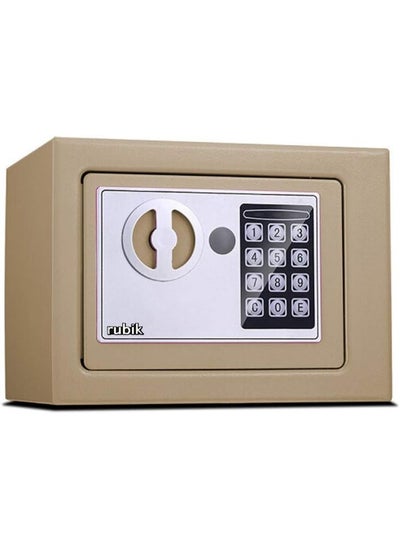 اشتري Rubik Mini Electronic Digital Security Safe Deposit Box With Electronic Keypad Lock and Physical Key For Home Office Hotel Jewelry Passport Watches Cash Storage (Beige) في الامارات