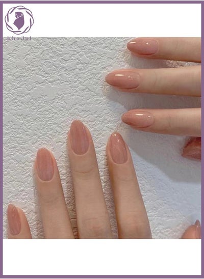 Buy 24-Piece Nude Color Gradient Wearable Nails, Short Style, Versatile, Removable, No Damage to Nails, Finished Nails Suitable for Girls in Saudi Arabia