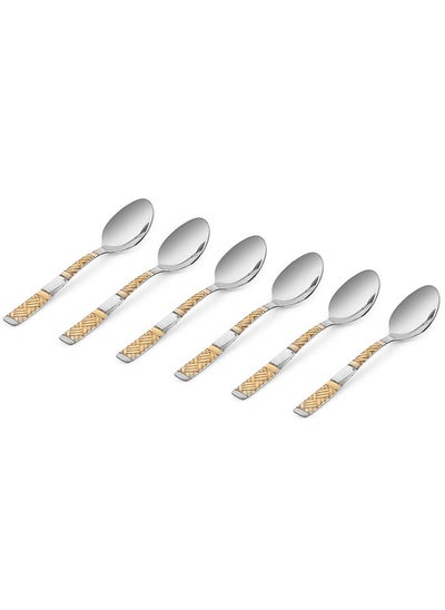 اشتري Lunox 6-Piece Tea Spoon Set, Silver & Gold - 13 cm في الامارات