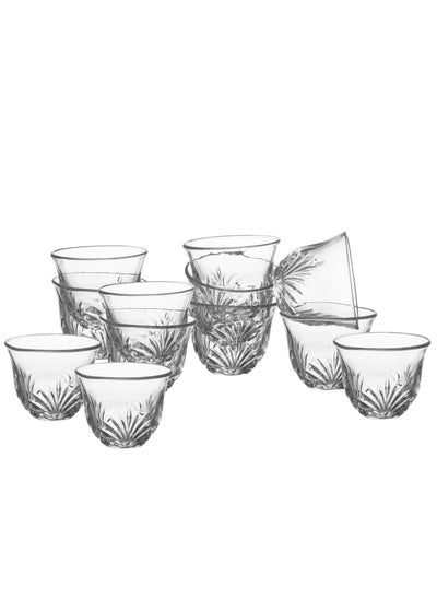 Buy A set of Saudi coffee cups of pure and pure glass consisting of 12 cups in Saudi Arabia