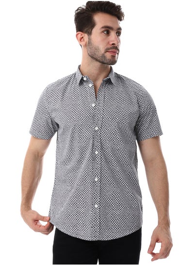 Buy Grey & White Self Pattern Short Sleeves Shirt in Egypt