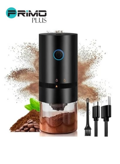 Buy Portable electric coffee grinder rechargeable black USB C, USB Charging Automatic Cone Burr Grinder in Saudi Arabia