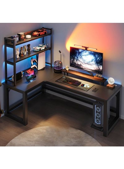 Buy Computer and Multifunction Table Home Office Workstation with Storage Rack 120X100 cm (Right Corner) in UAE