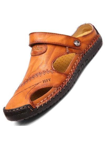 Buy Men's Dual Purpose Breathable Casual Hollowed Out Cowhide Sandals in Saudi Arabia