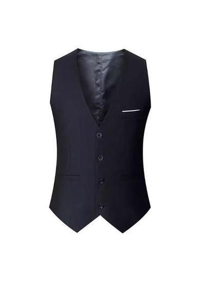 اشتري Slim Fit Korean Style Mens Suit Vest for SpringBlack Black في السعودية