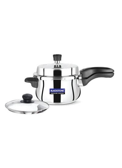 Buy Pressure Cooker Stainless Steel Cooker with Toughened Glass Lid Comfortable Handle BSPC6722 5.5L in UAE