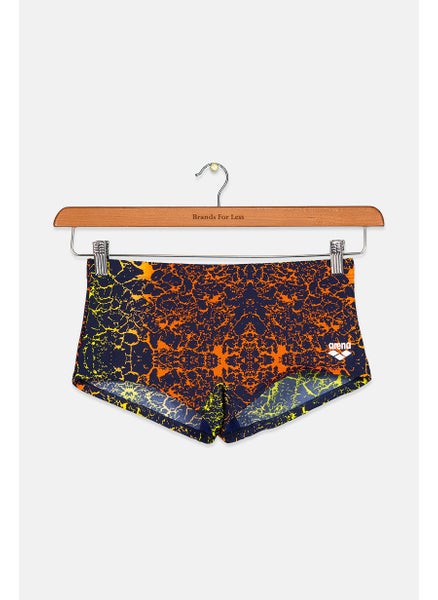 اشتري Men Allover Print Swimwear Trunks, Navy and Yellow في السعودية