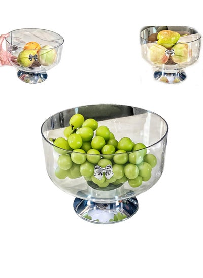 Buy Light Luxury Tall Fruit Plate - Luxury Tall Fruit Plate, for Table Centerpiece Footed Fruit Bowl, White Transparent Fruit Basket Fresh Kitchen Counter Organizer in UAE