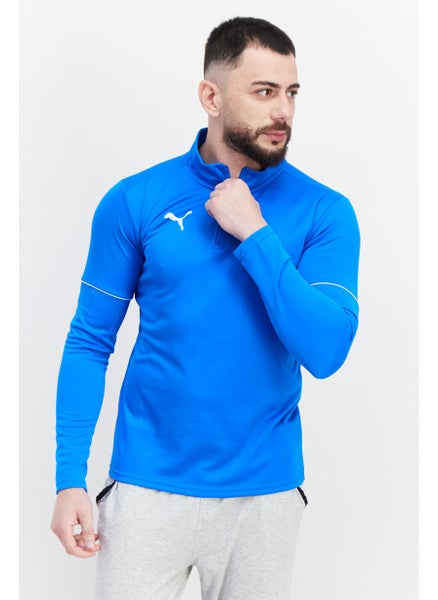 Buy Men Sportswear Fit Long Sleeve Half Zip Training Sweatshirt, Light Blue in UAE