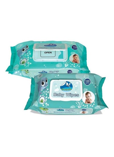 اشتري Baby Wipes With Lid Fliptop(100 Wipes Pack) (Pack Of 2 (200 Wipes)) في السعودية