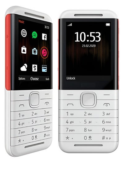 Buy Nokia 5310 Dual SIM Keypad Phone with MP3 Player Wireless FM Radio Rear Camera with Flash White/Red in UAE